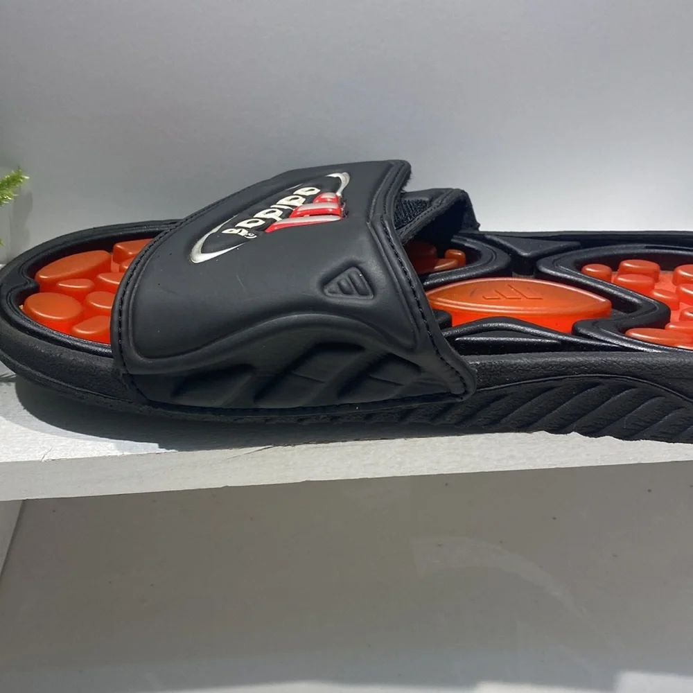Adidas Retossage Slides Black Orange Massage Footbed Sandals Men 8 Women 9